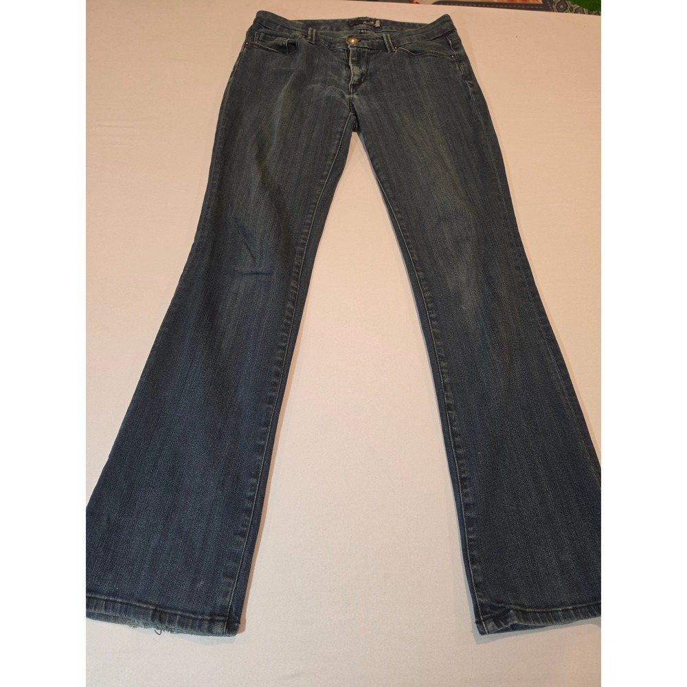 Seven7 Studio Women Dark Wash Floral Embroidered Bootcut Jeans Size 4 Blue